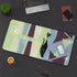 Mid Century Modern, Atomic Cat, Green, Blue, Purple, Starburst Retro MCM Desk Mat - Mid Century Modern Gal