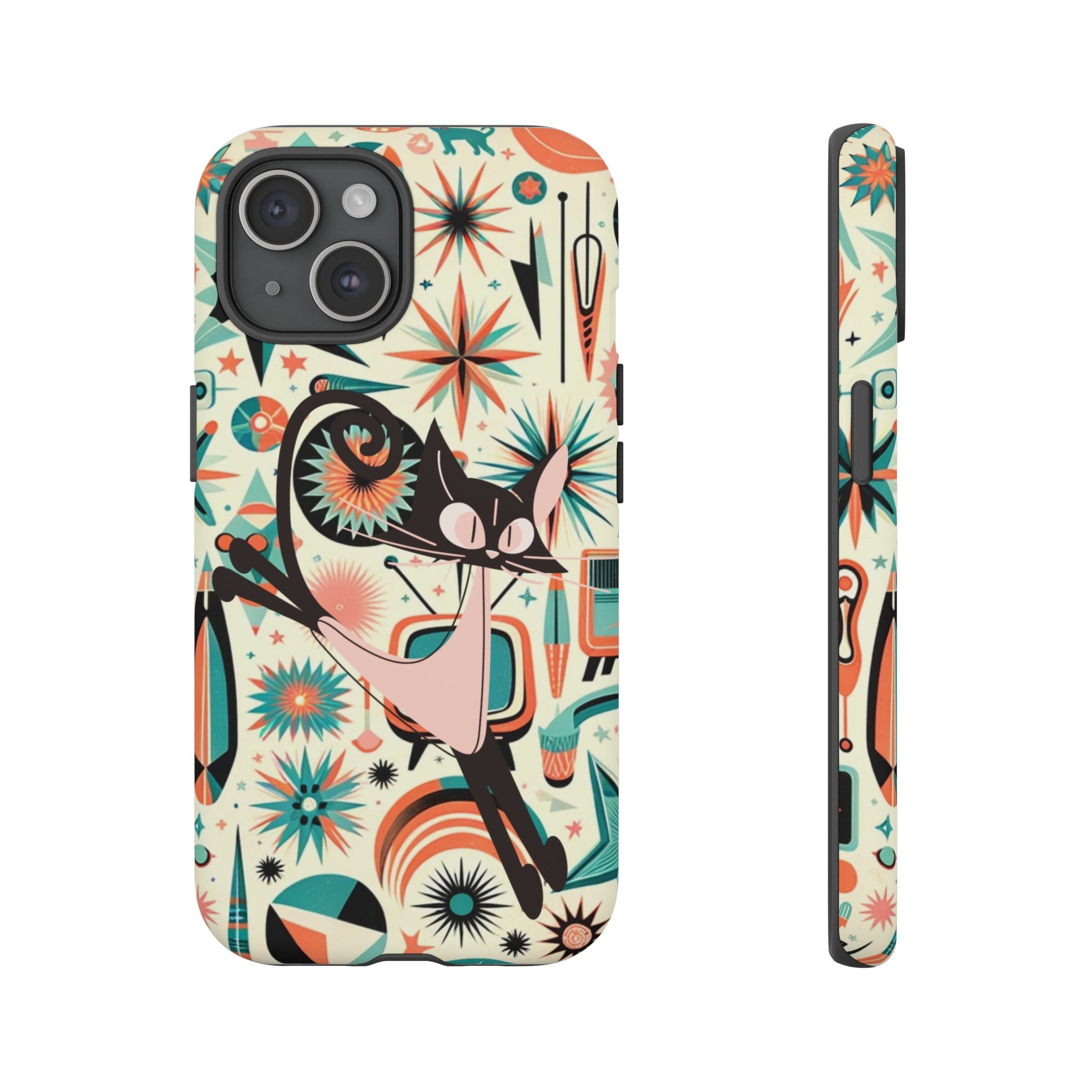 Atomic Kitty Boomerang Space Kitty Mid Century Modern Samsung, Smart Phone, Tough Cases