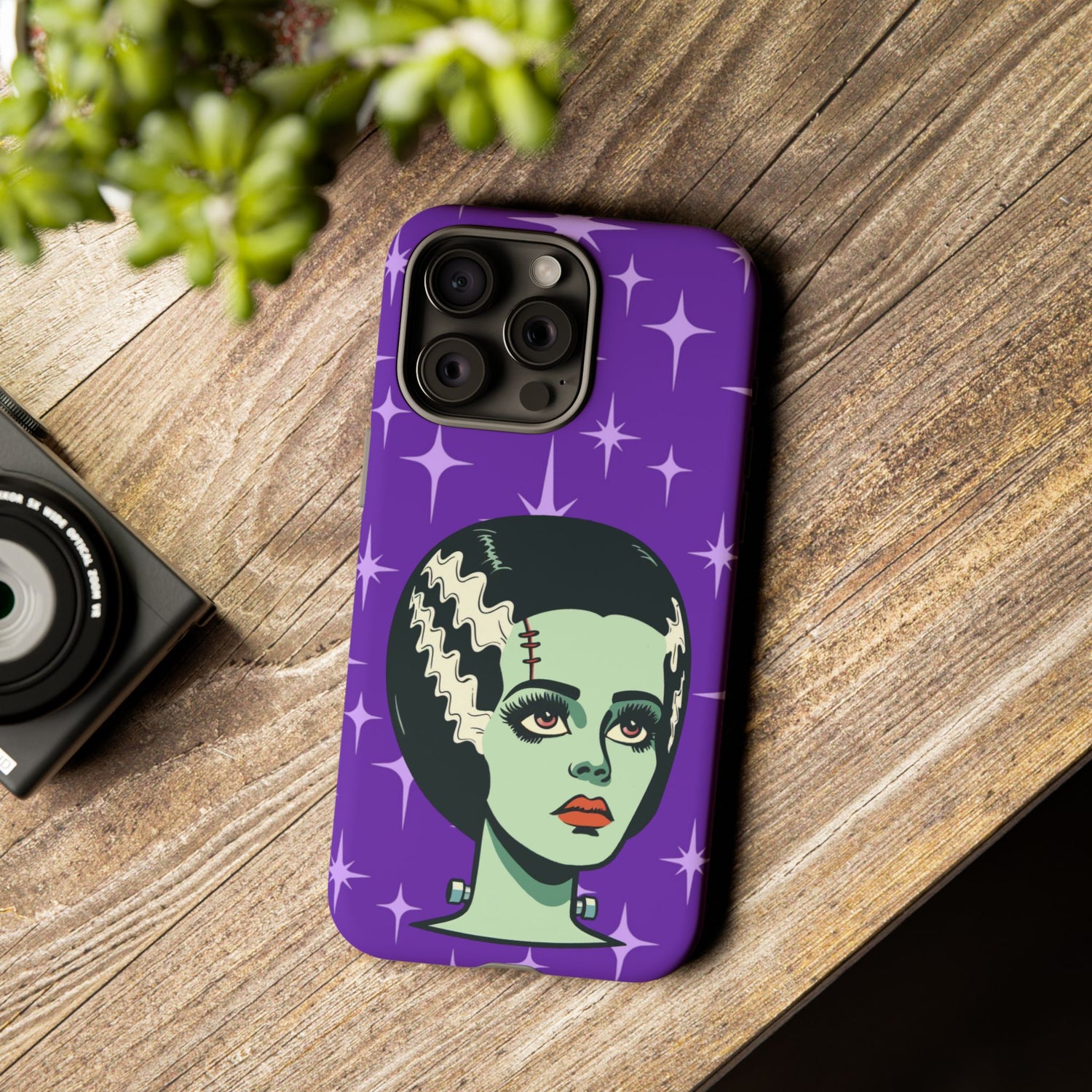 Bride of Frankenstein Retro Mid Mod Horror Buff Purple Halloween Tough Phone Case