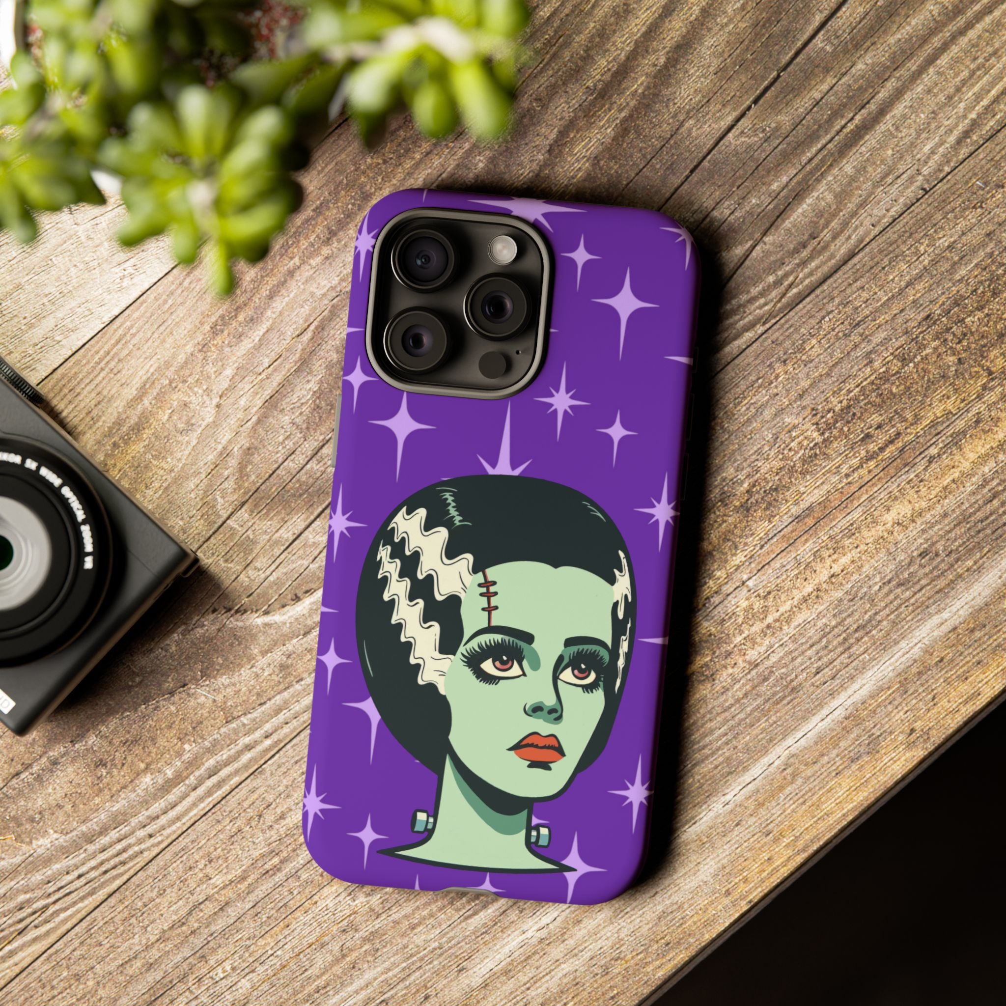 Bride of Frankenstein Retro Mid Mod Horror Buff Purple Halloween Tough Phone Case