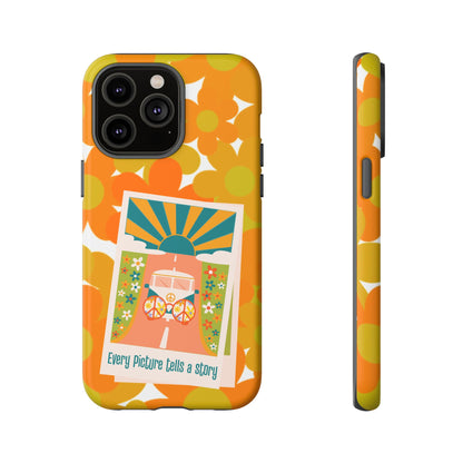 Retro Phone Case, Orange Flower Power, Polaroid Picture, Mod Smart Phone Tough Phone Cases