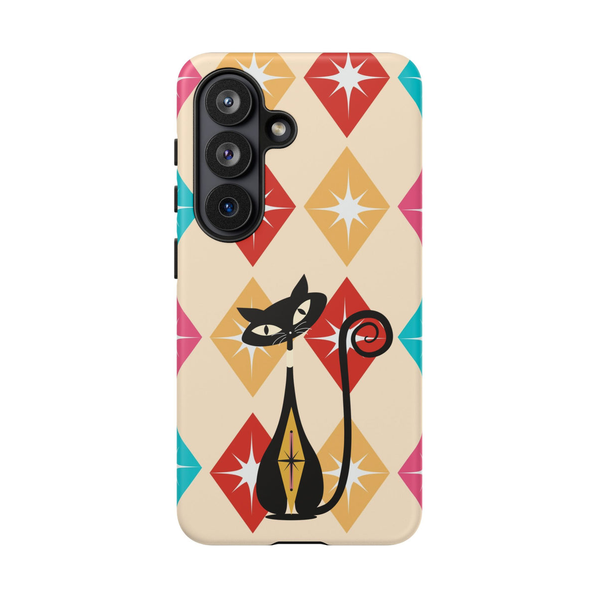 Mid Century Modern Atomic Cat, Atomic 50s Diamonds Retro Phone Tough Cases