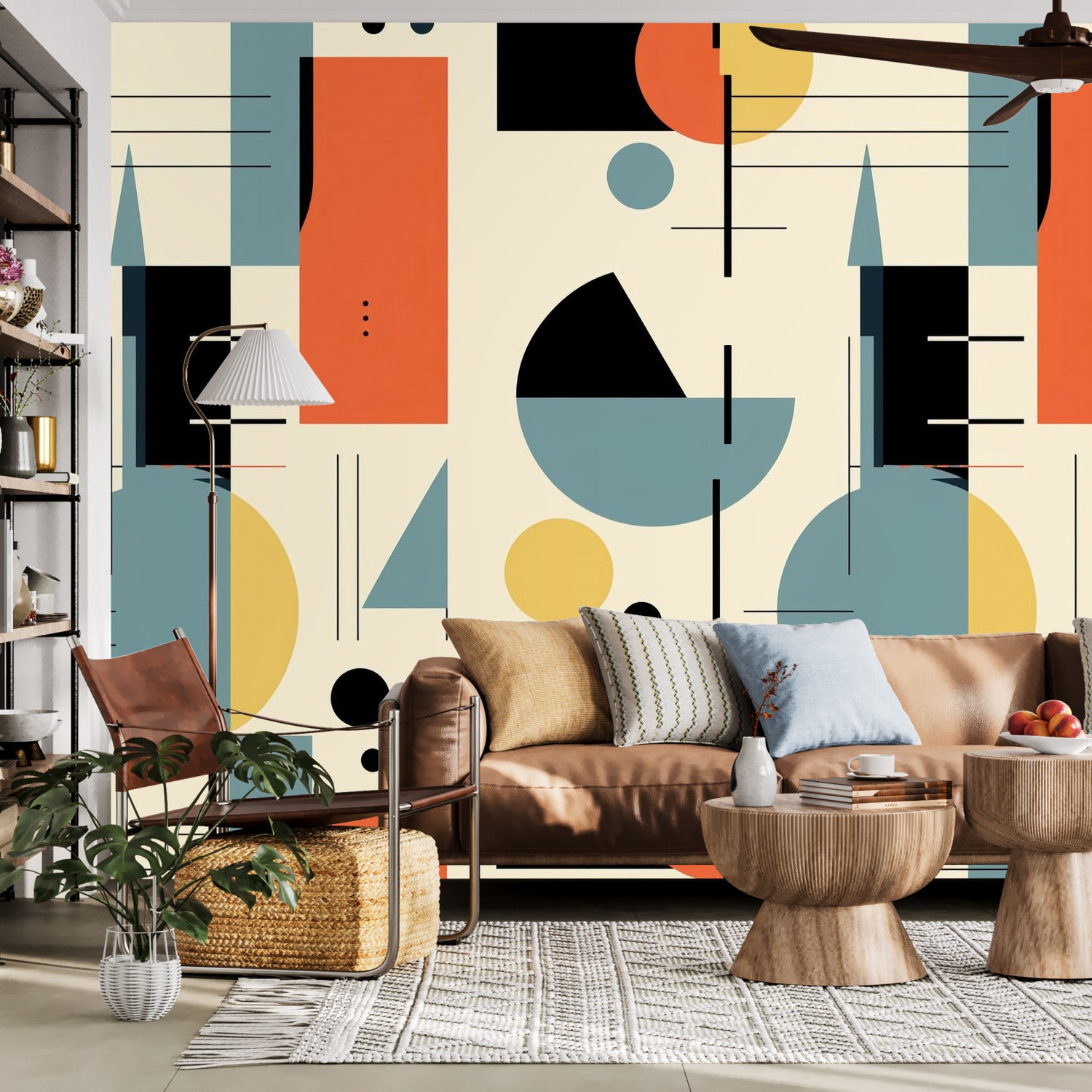 Mid Century Modern Bauhaus Geometric Designed Peel And Stick Wall Murals