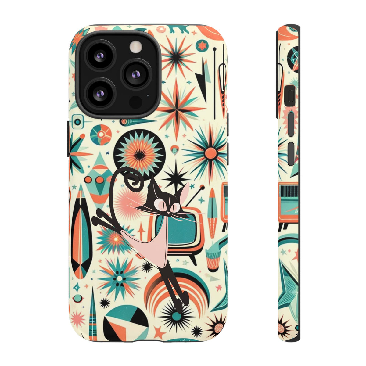 Atomic Kitty Boomerang Space Kitty Mid Century Modern Samsung, Smart Phone, Tough Cases - Mid Century Modern Gal