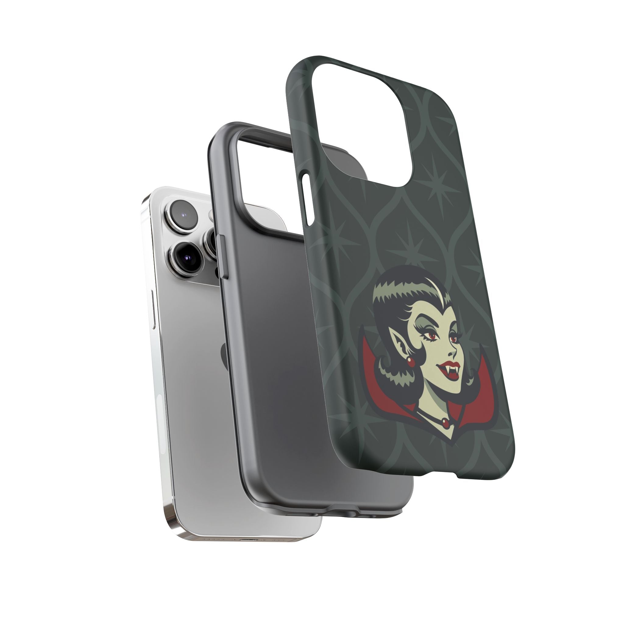 Vampire Dracula Girl Halloween Goth Horror Buff MCM Green Tough Phone Case
