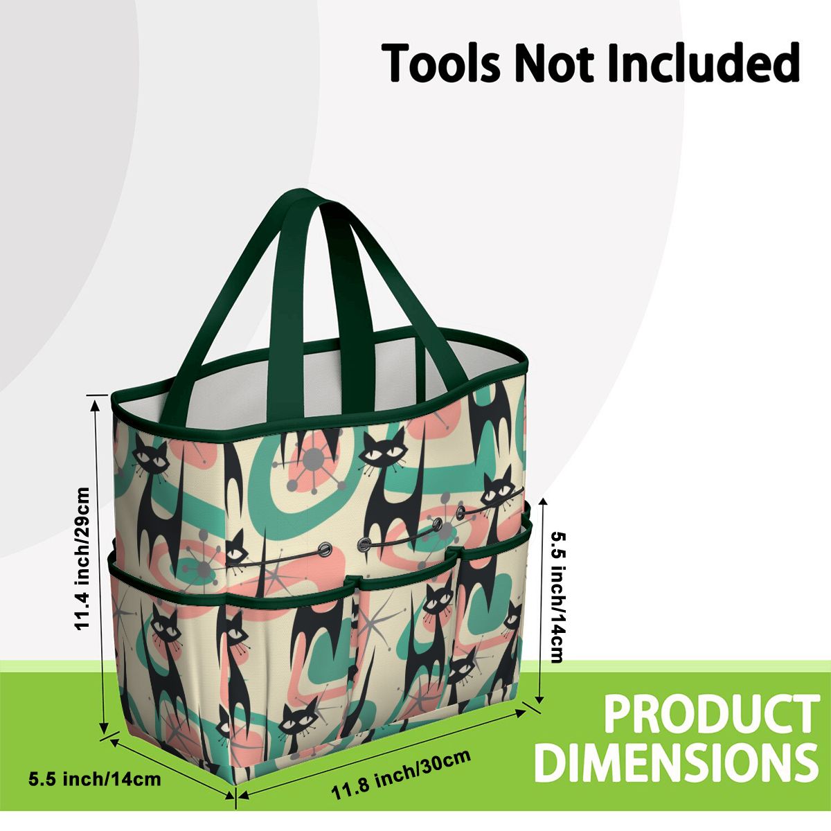 Atomic Cat Mid Century Modern Starburst Retro Kitsch Garden Tool Bag