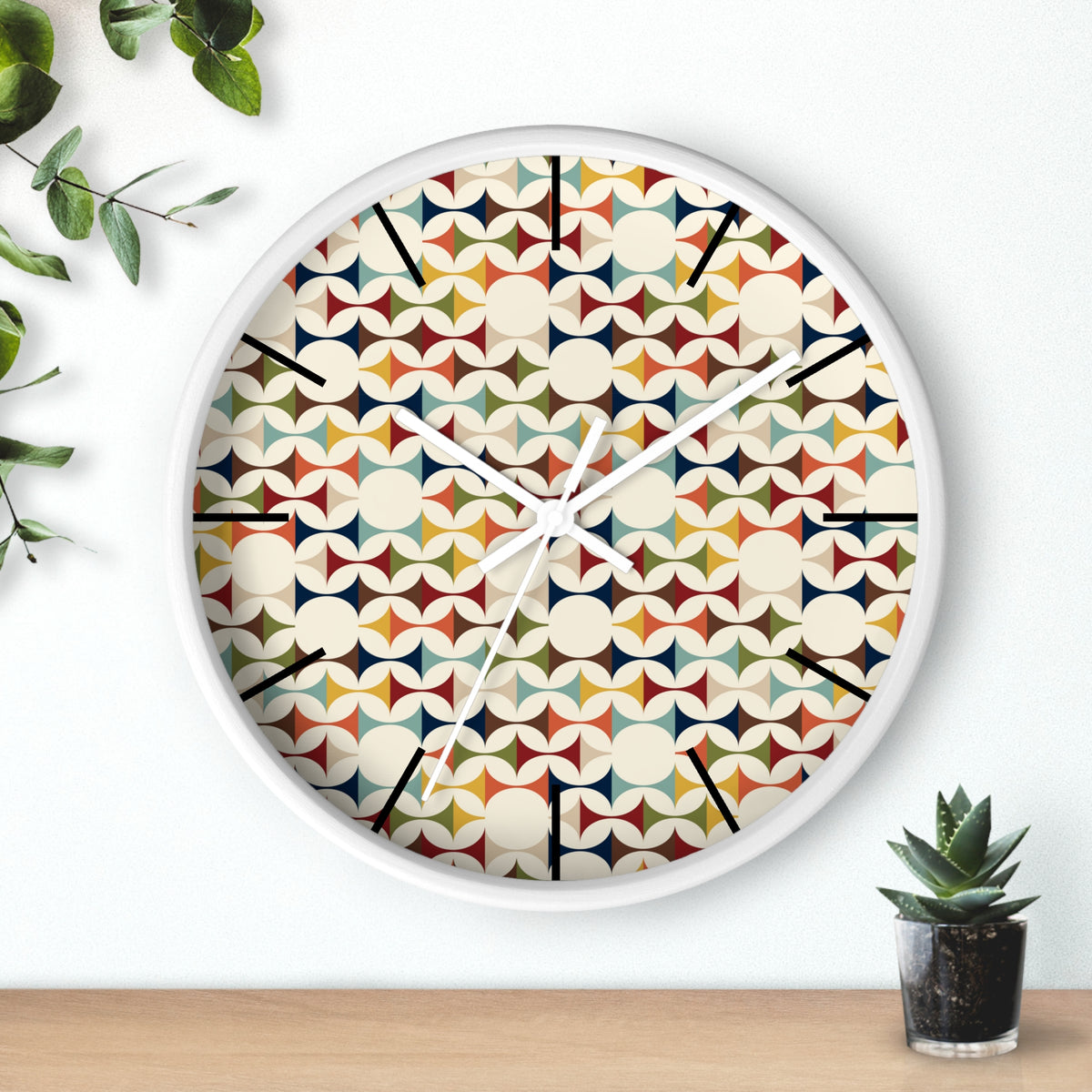 Mid Century Modern Scandinavian Designed, Geometric Retro Colorful Retro Wall Clock - Mid Century Modern Gal