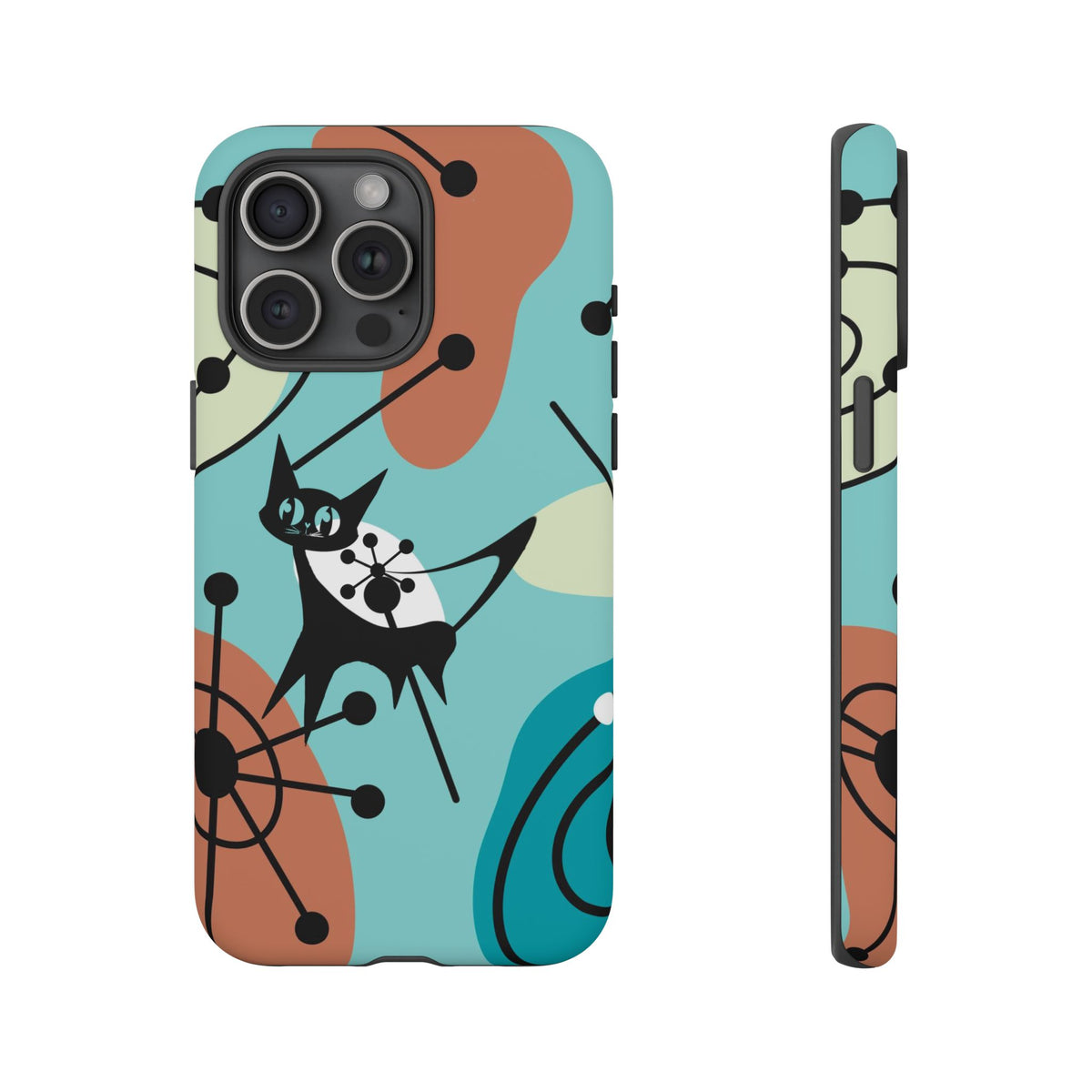 Atomic Kittie, Mid Century Modern Geometric Amoeba Retro Smart PhoneTough Phone