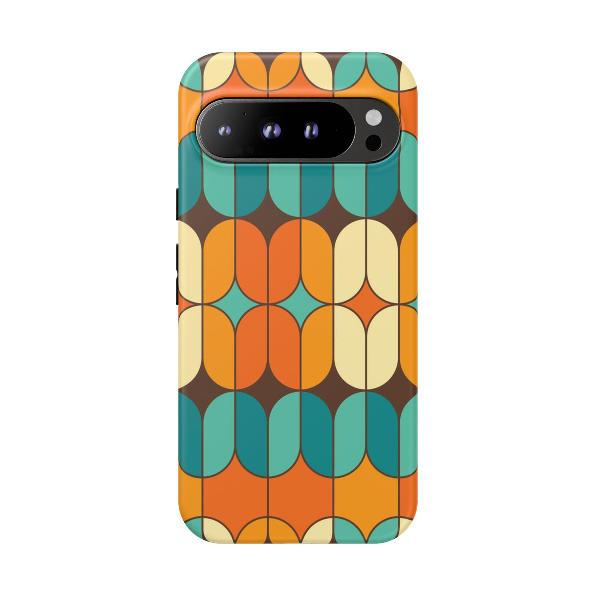 Mid Century Modern Orange, Teal Geometric Mod Designed Tough Phone Case