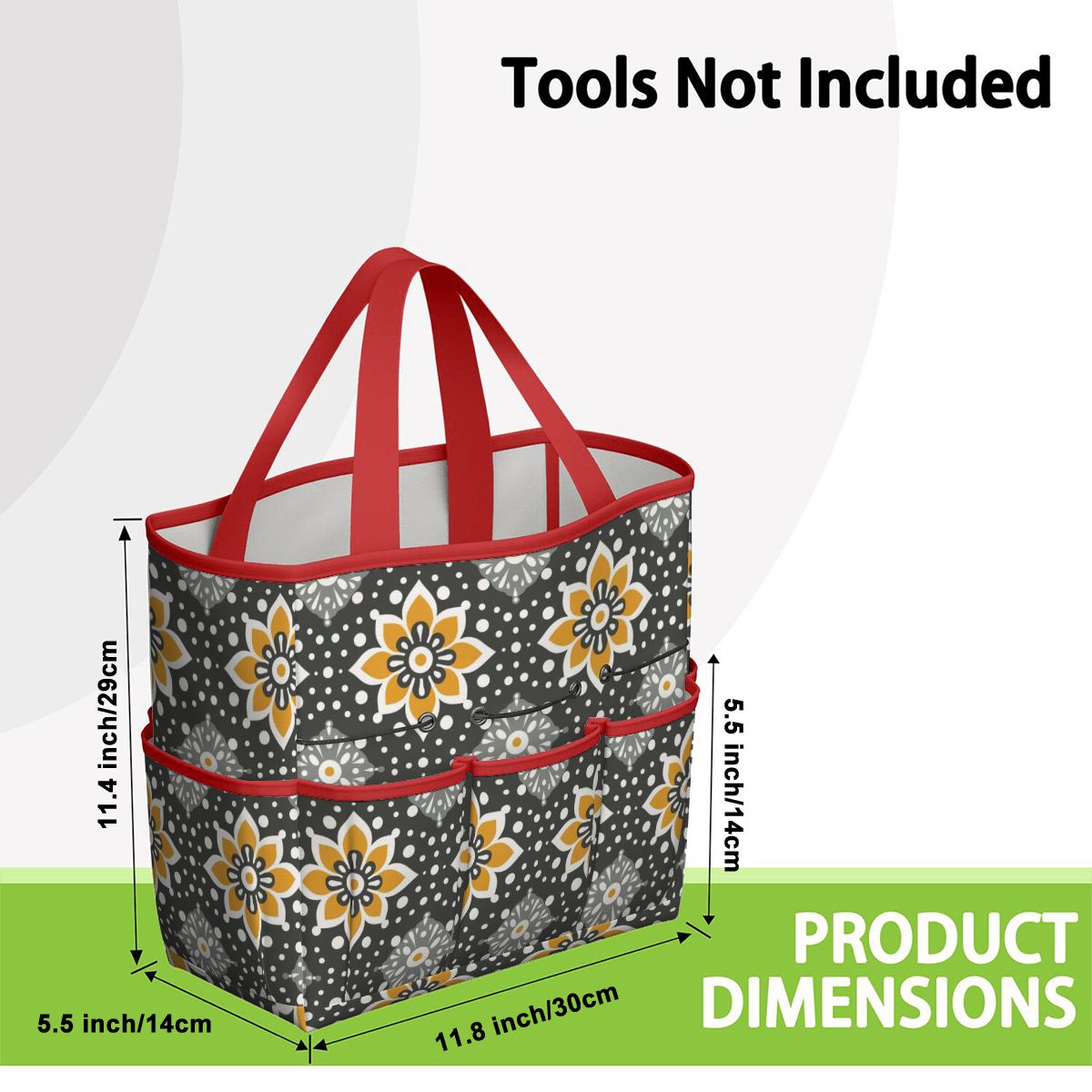 Floral Bohemian Retro Gray Yellow Modern Garden Tool Bag