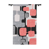 Mid Century Modern Window Treatment, Geometric, Coral Pink, Black, Gray, White, MCM Window Curtain - Mid Century Modern Gal