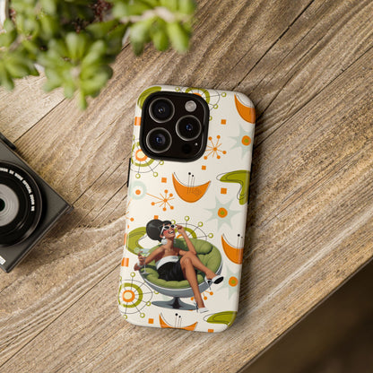 Mid Century Modern Atomic Starburst Mid Mod 60s Gal Retro Chic Tough Phone Case with Vintage Glamour Design