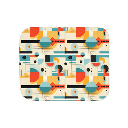 Mid Century Modern Bauhaus Geometric Designed, Retro Sherpa Blanket - Mid Century Modern Gal