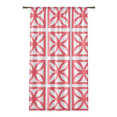 Summer Breeze Block Mid Century Modern Coral Sheer Geometric Floral Window Curtain - Modern Home Decor - Mid Century Modern Gal