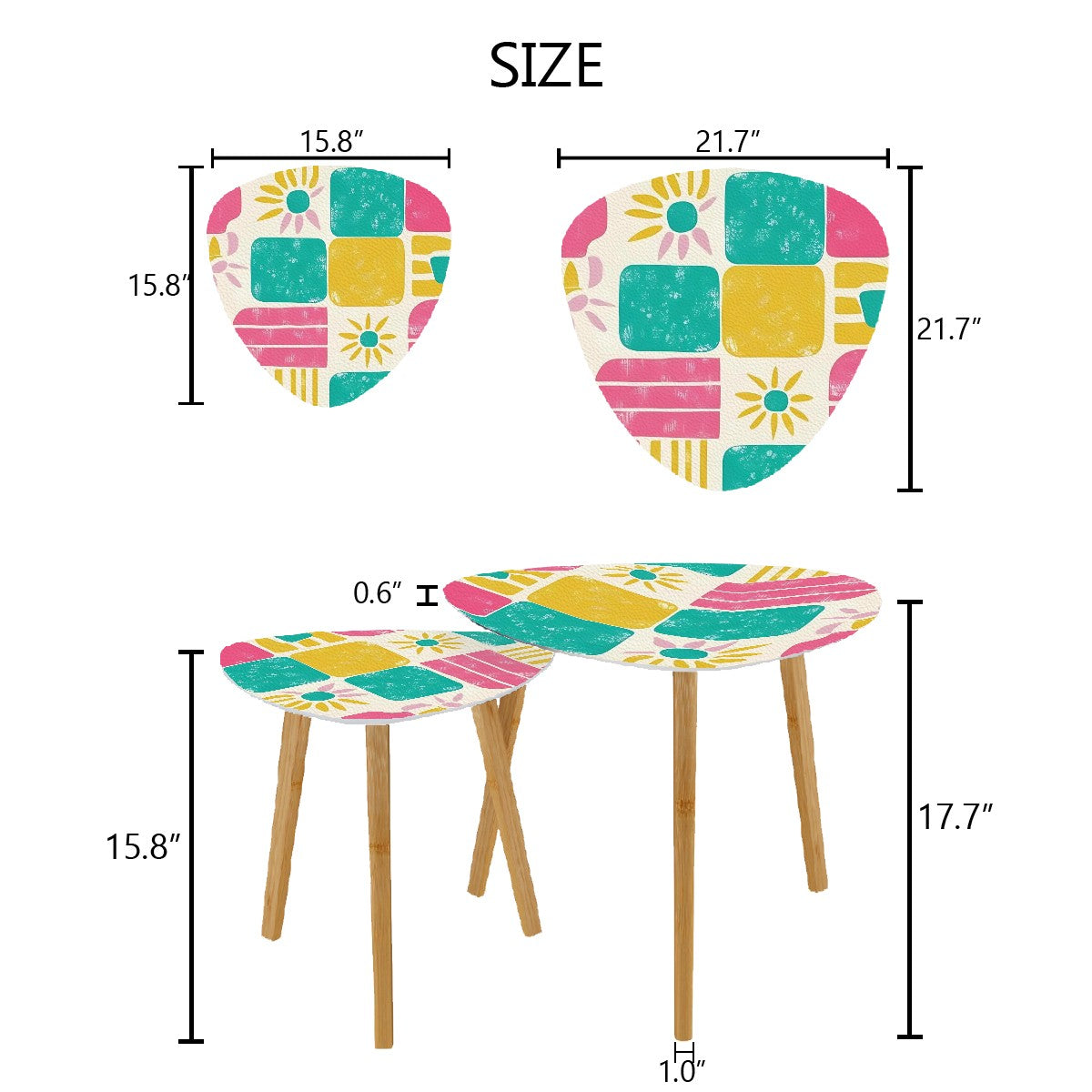 Mid Century Modern Palm Springs Moderism Teal Pink Yellow Nesting Tables - Mid Century Modern Gal