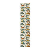 Atomic Fish, Bauhaus Mid Century Modern Fish Table Runner - Colorful Decor for Dining - Mid Century Modern Gal