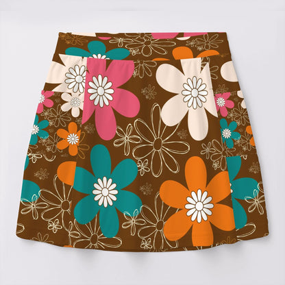 Retro Mod 70s Brown, Orange Teal, Pink Groovy Women&