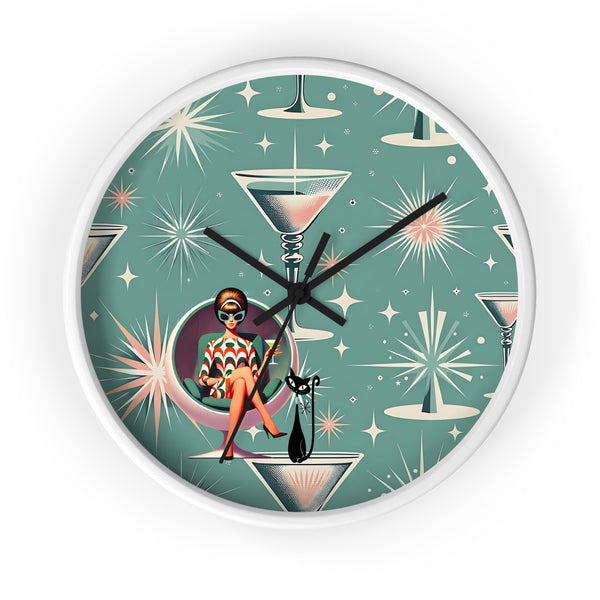 60s Mod Gal Retro Cocktail Wall Clock - Vintage Glam Home Decor