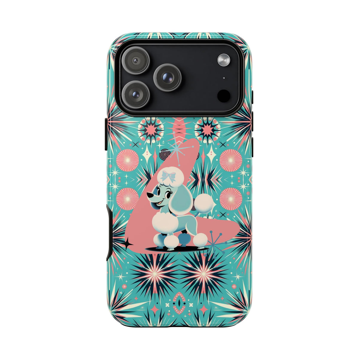 1950s Mid Century Modern Atomic Pink, Poodle Retro Smart Phone Tough Cases