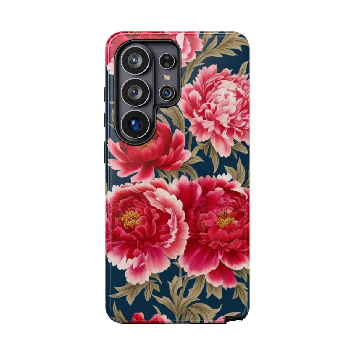 Chinoiserie Royal Blue Pink, Red Roses And Peony Floral Tough Phone Case