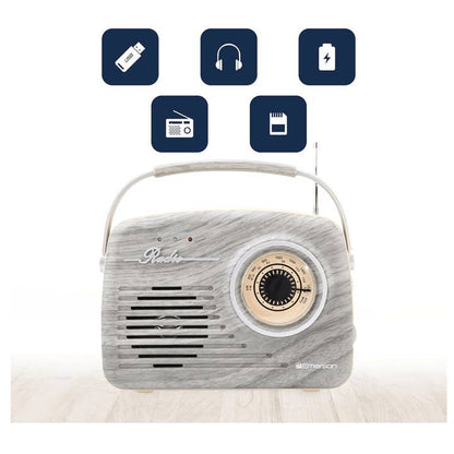 Wholesale Emerson Portable Retro Radio with Rechargeable Battery
