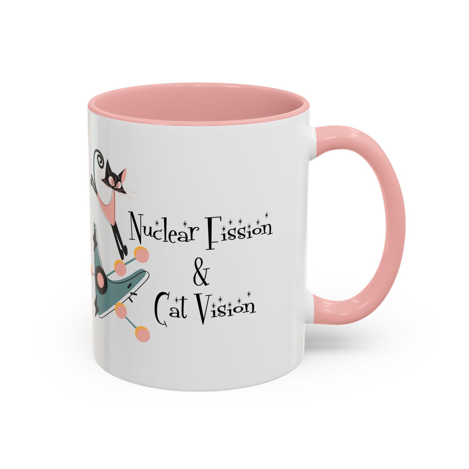 Atomic Cat Coffee Tea Mug, Mid Century Modern Boomerang, Space Age Atomic Drinkware For Cat And Coffee Lovers - Mid Century Modern Gal