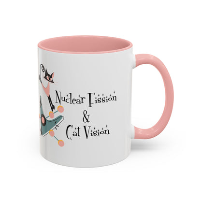 Atomic Cat Coffee Tea Mug, Mid Century Modern Boomerang, Space Age Atomic Drinkware For Cat And Coffee Lovers - Mid Century Modern Gal
