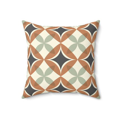 Mid Century Modern Interlocking Geometric, Terracotta Sage Charcoal Pillow Cover and Insert - Mid Century Modern Gal