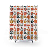 Scandinavian Modern Danish Vintage Floral Shower Curtain - Boho Home Decor for Bright and Cheerful Bathrooms - Mid Century Modern Gal