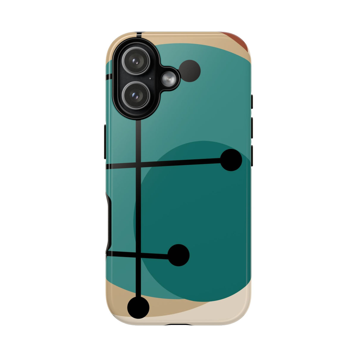 Mid Century Mod, Geometric, Retro Beige Teal Blue, Smart Phones Tough Phone Cases