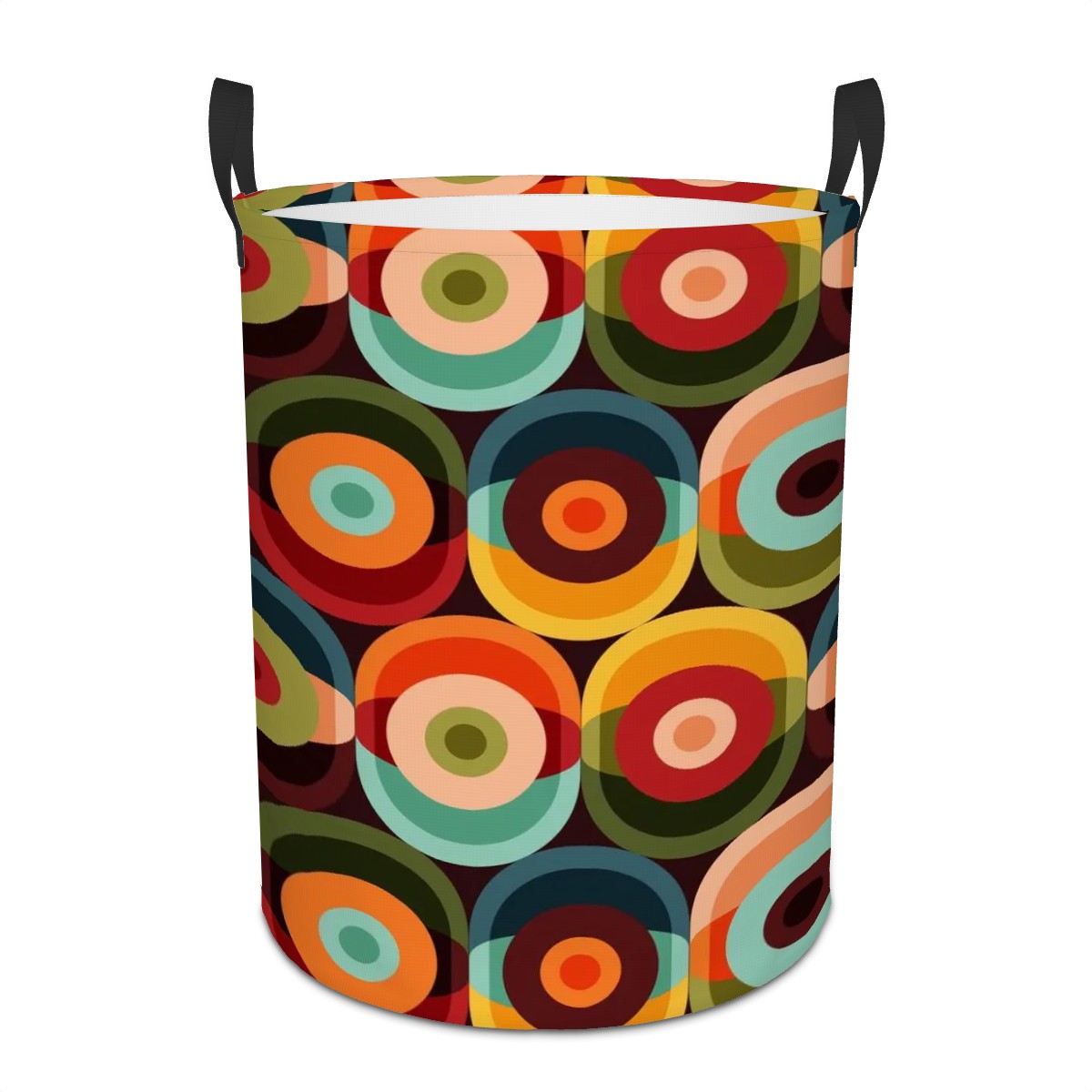 Retro Groovy Mid Mod Funky Fun MCM Circular Laundry Basket