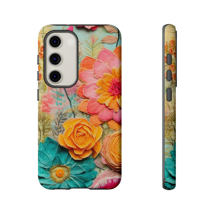 Boho Retro Floral Faux Pressed Flowers Smart Phone Tough Phone Cases