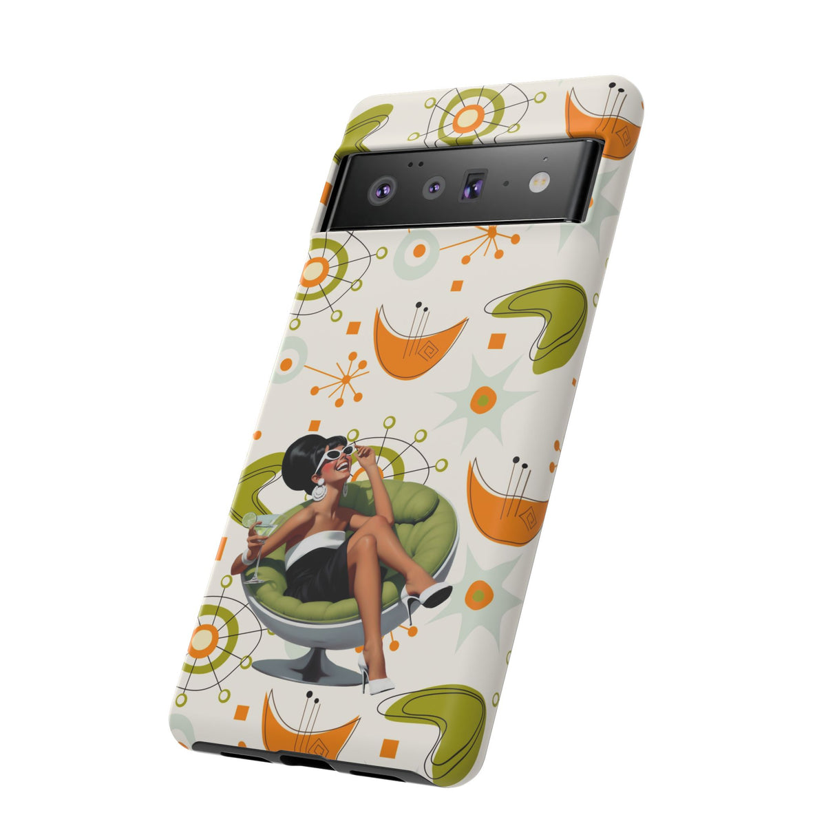 Mid Century Modern Atomic Starburst Mid Mod 60s Gal Retro Chic Tough Phone Case with Vintage Glamour Design