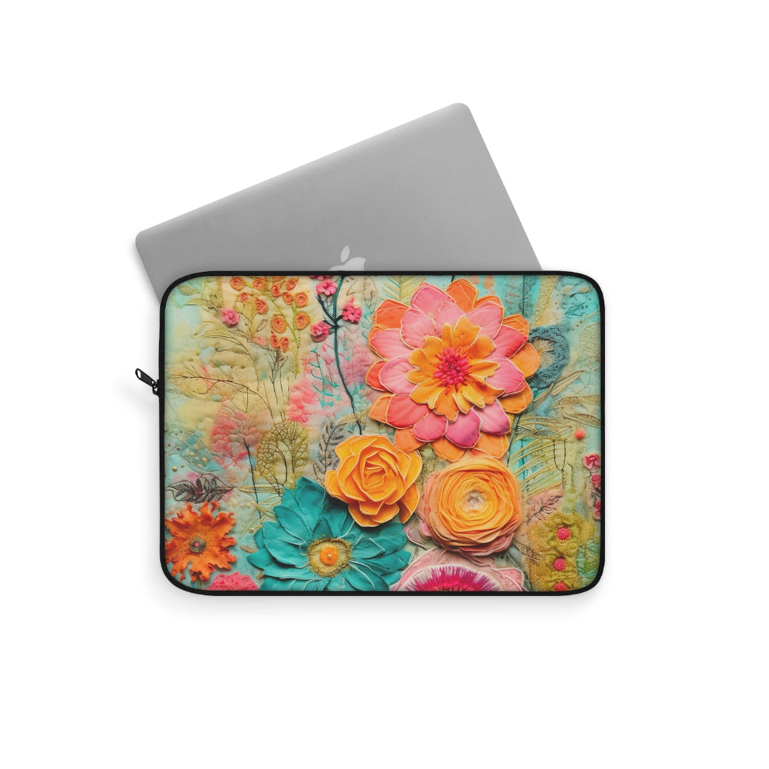 Boho Style, Floral Bohemian Retro Laptop Sleeve