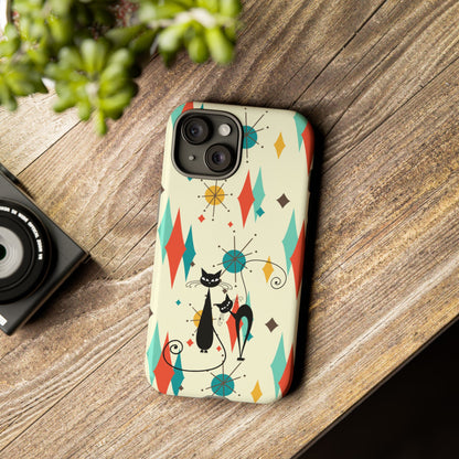 Atomic Kitty Cat, Mid Mod Franciscan Pattern, Kitsch Tough Phone Cases
