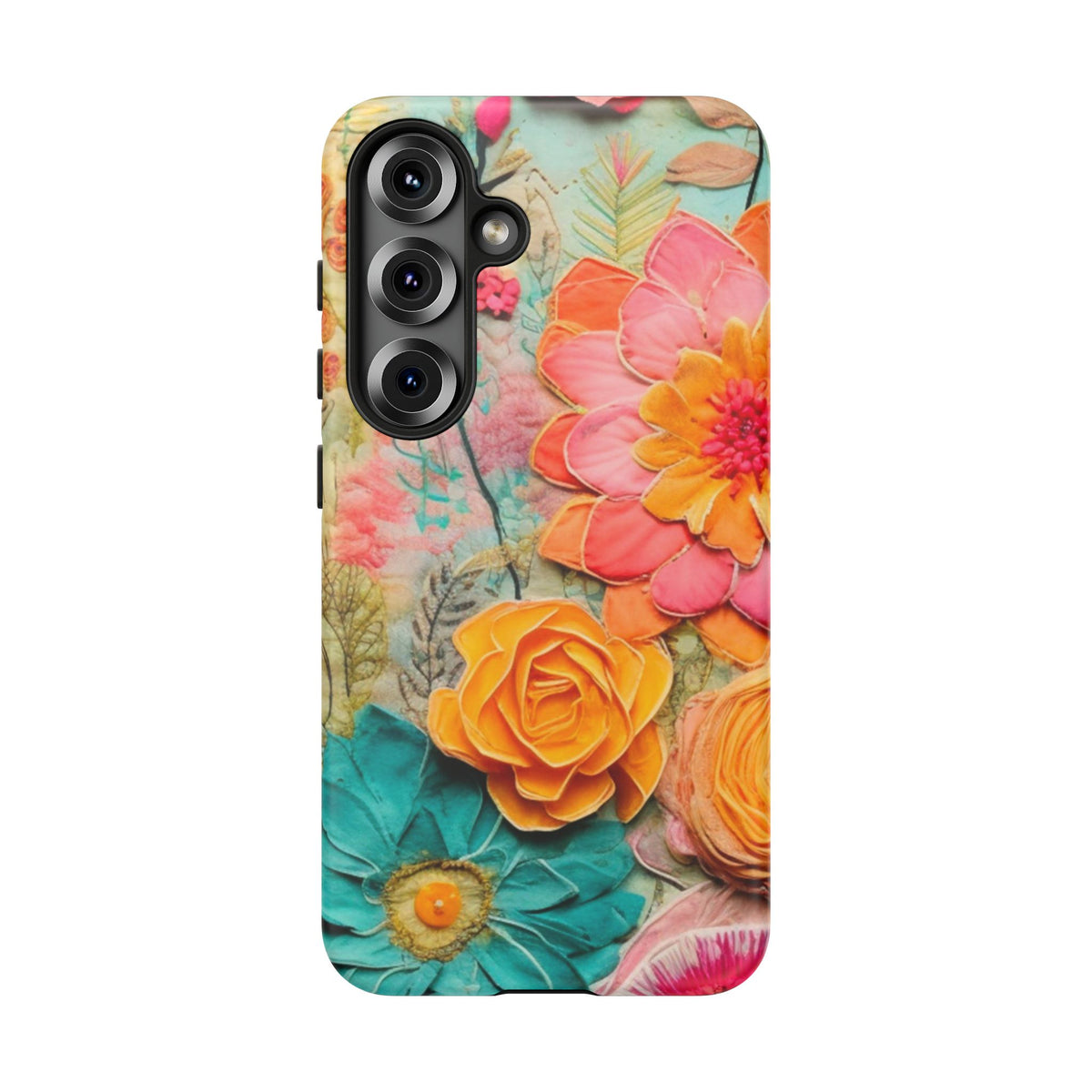 Boho Retro Floral Faux Pressed Flowers Smart Phone Tough Phone Cases