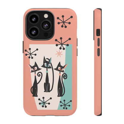 Atomic Cat Mid Mod Coral Aqua Blue Starburst Kitschy Fun Chic Samsung, Smart Phones Tough Cases