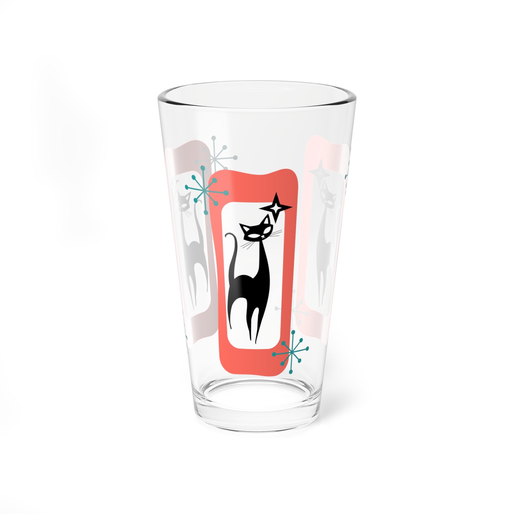 MCM Atomic Cat Mid Century Modern Barware, Shaker Glass, MCM Retro Cat - Mid Century Modern Gal