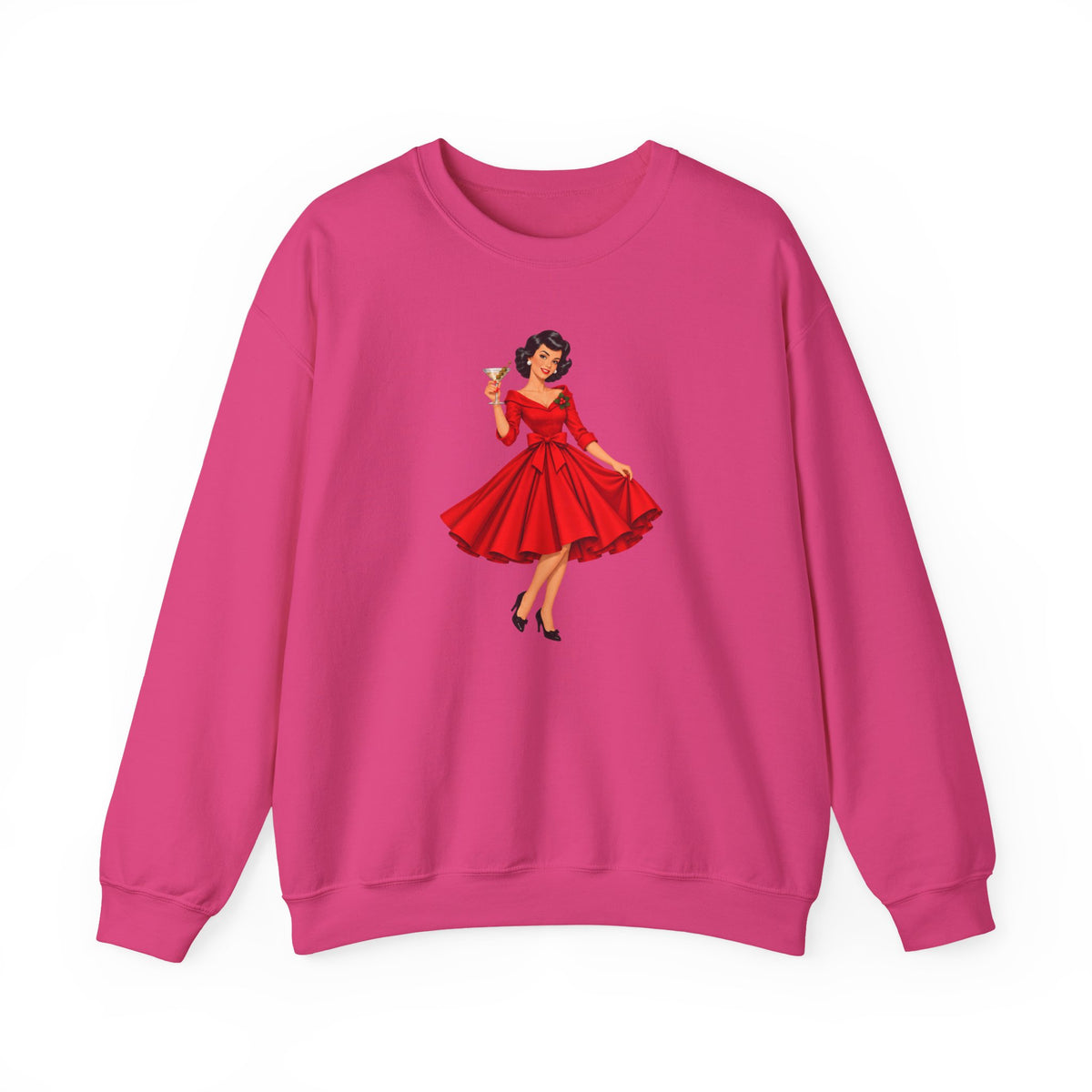 Mid Century Modern Christmas Martini Gal Unisex Heavy Blend™ Crewneck Sweatshirt - Mid Century Modern Gal