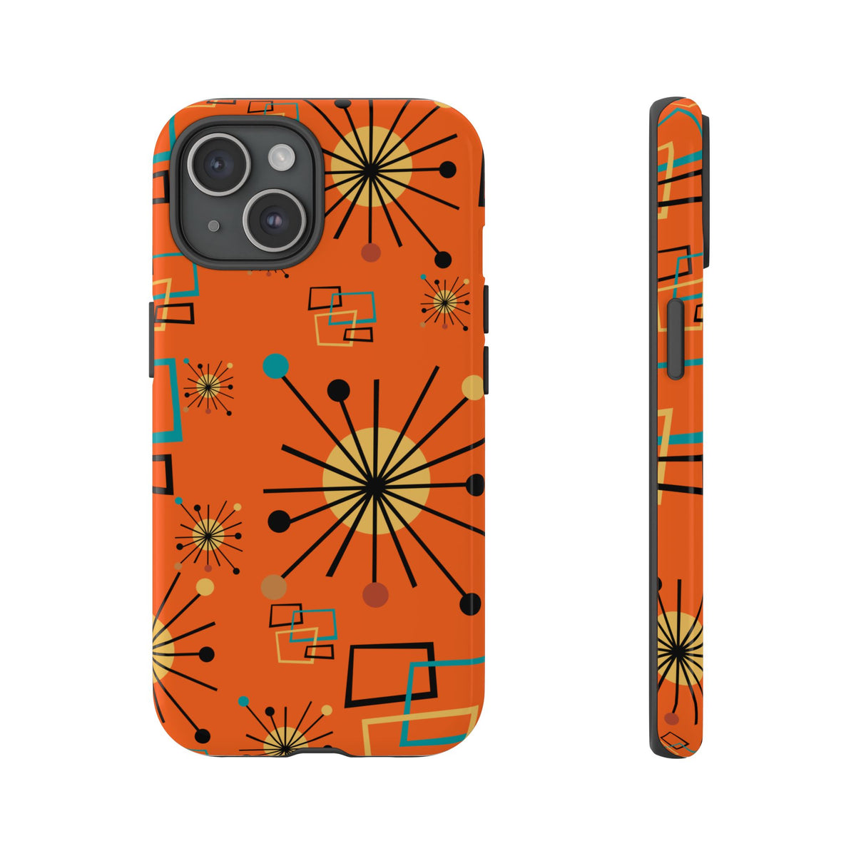 Mid Century Modern Sinatra Orange, Starburst, Geometric Funky Fun Tough Phone Case