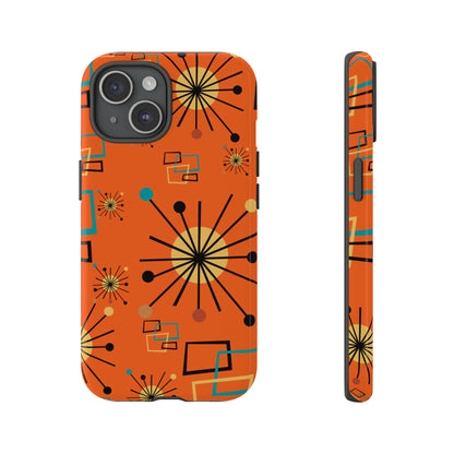 Mid Century Modern Sinatra Orange, Starburst, Geometric Funky Fun Tough Phone Case