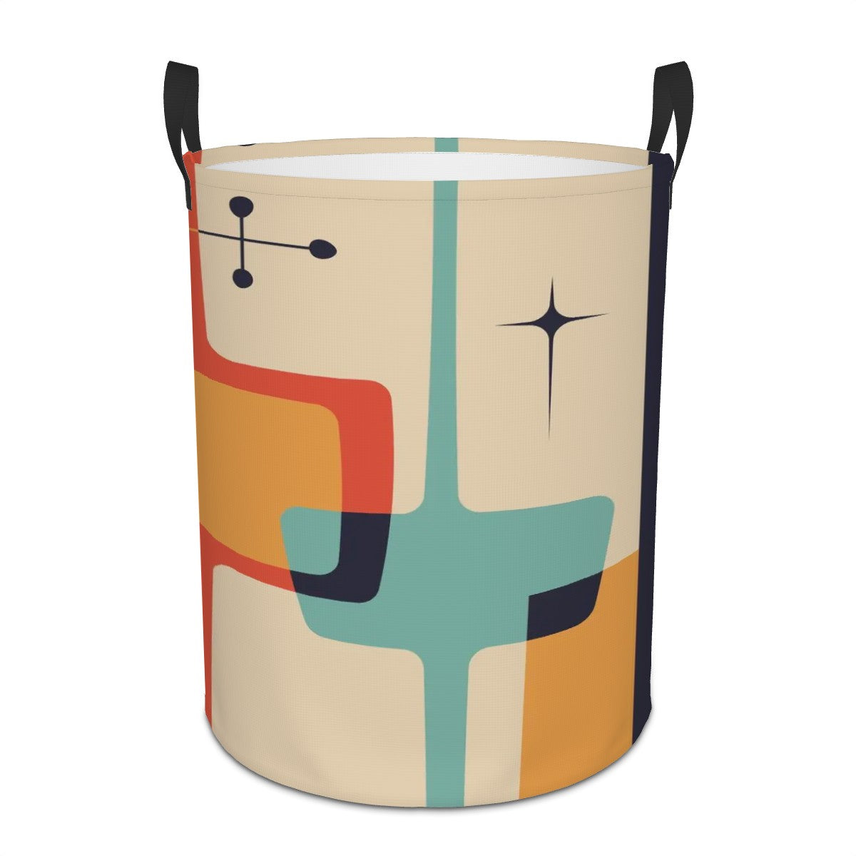 Mid Mod Geometric Retro Designed Circular Laundry Basket - Mid Century Modern Gal