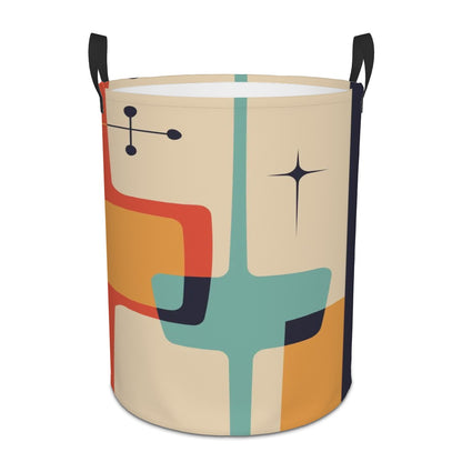 Mid Mod Geometric Retro Designed Circular Laundry Basket