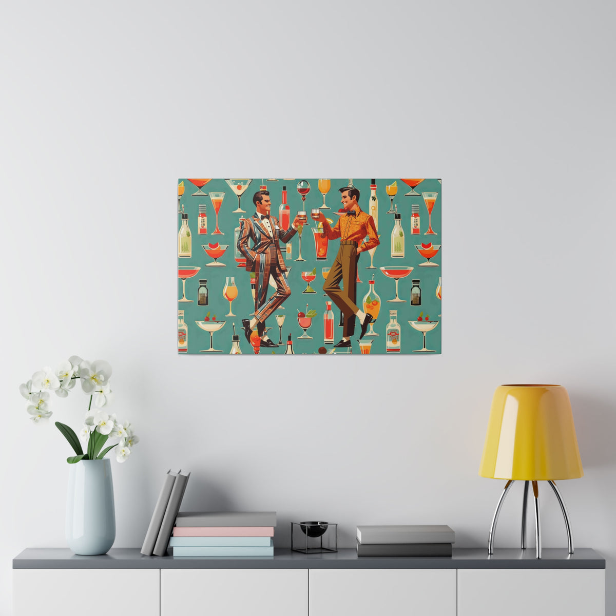 Atomic 50s Cocktail Art, Mid Century Modern Dapper Dudes, LGBTQ Unique Gifts, MCM Bar Art - Mid Century Modern Gal