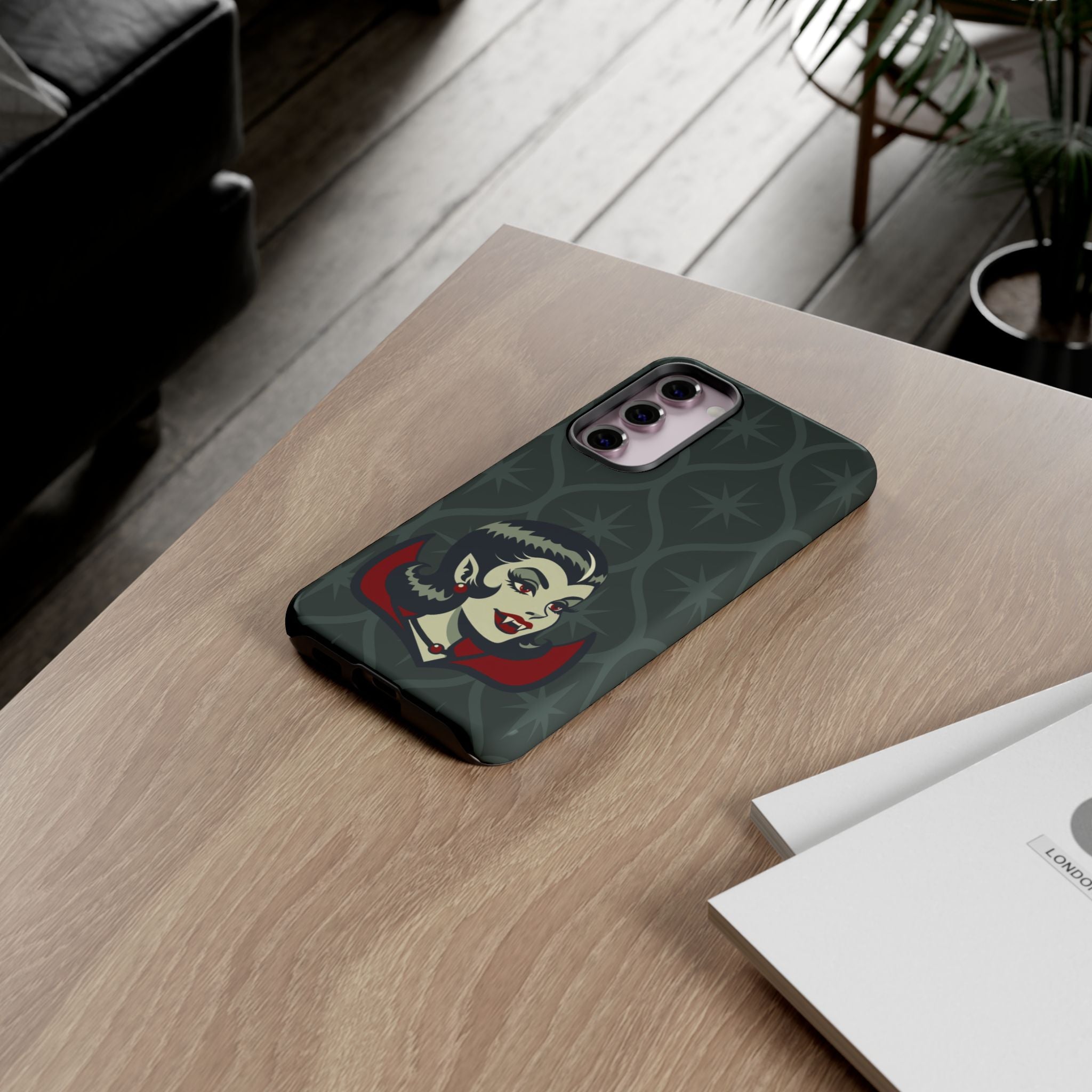 Vampire Dracula Girl Halloween Goth Horror Buff MCM Green Tough Phone Case