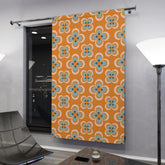 Scandinavian Designed Mid Mod Orange, Blue Mod Blackout Window Curtain - Mid Century Modern Gal