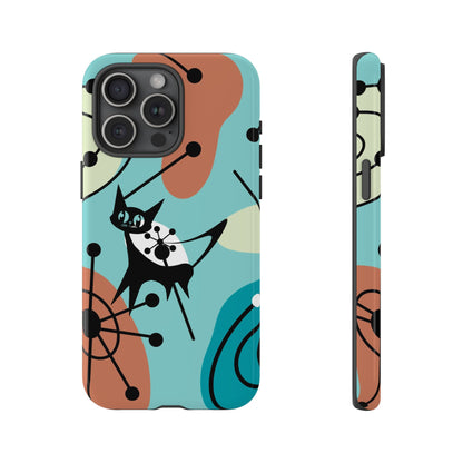 Atomic Kittie, Mid Century Modern Geometric Amoeba Retro Smart PhoneTough Phone