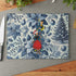 Christmas Toile, Blue White Kitschy Mod 50s Style Holiday Cheese Glass Cutting Board - Mid Century Modern Gal