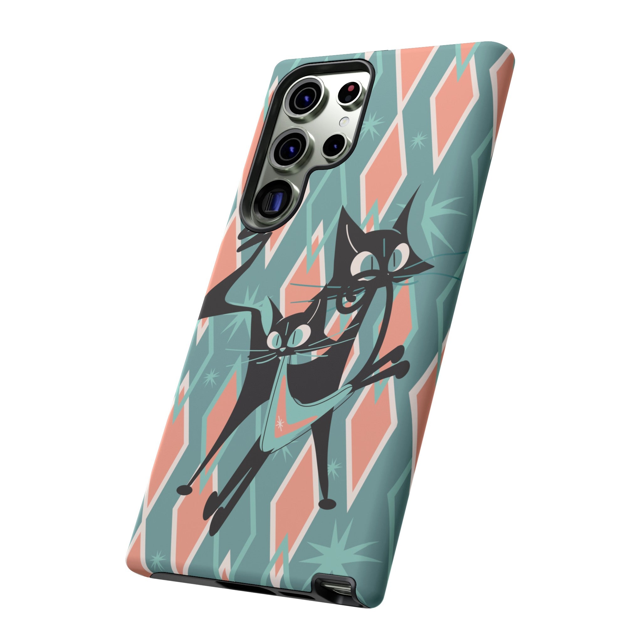 Mid Mod Atomic Cat Kitschy Retro Chic Samsung, Smart Phone Tough Cases