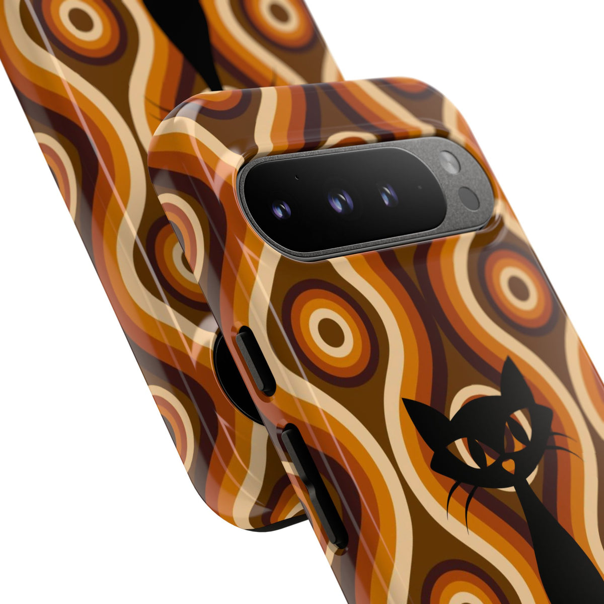 Retro Phone Case, Groovy Brown, Atomic Kitsch Cat Tough Smart Phone Cases